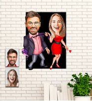 Kişiye Özel Çift Temalı Karikatür Ahşap Tablo