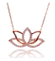 Bayan 925 Ayar Gümüş Roze Zirkon Taşlı Lotus Kolye GKLROSLOTUS 9691110000001