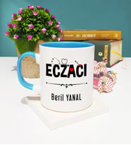 Eczacı Tasarımlı Kişiye Özel Eczacı Kupa Bardak Mavi