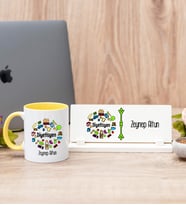 Diyetisyen Sarı Kupa Bardak Ve Masa İsimliği Hediye Seti