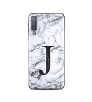 Samsung A7 (2018) Beyaz Mermer Harf Tasarımlı Telefon Kılıfı J-Harfi 