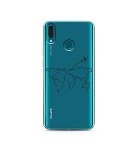 Çizgi Harita Tasarımlı Süper Şeffaf Silikon Telefon Kılıfı Huawei Y9 2019