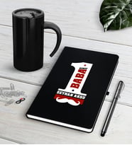 BK Gift Kişiye Özel 1. Sınıf Baba Siyah Defter Kalem Termos Mug Seti (Model 1)