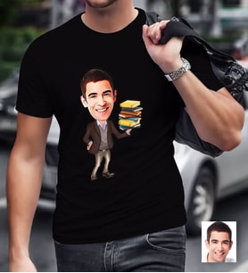 BK Gift Kişiye Özel Bay Öğretmen Karikatürlü Siyah T-Shirt-8