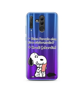 Snoopy Tasarımlı Süper Şeffaf Silikon Telefon Kılıfı Huawei Honor 20 Lite 