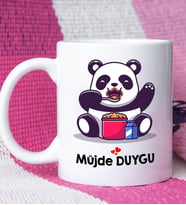 Sevimli Panda Tasarımlı Kişiye Özel Panda Kupa Bardak