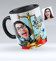 BK Gift Kişiye Özel Bayan Avukat Karikatürlü Siyah Kupa Bardak  4