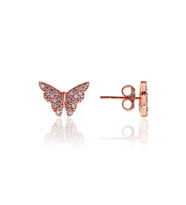 Söğütlü Silver Gümüş rose zirkon taşlı kelebek küpe