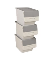 Motek Patateslik Soğanlık Tekerlekli Organızer Eşya ve Erzak Kutusu 3x33Lt Gri+Beyaz MT05
