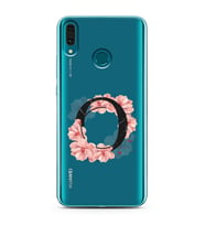 Pembe Çiçekli Harf Tasarım Süper Şeffaf Silikon Telefon Kılıfı Huawei Y9 (2019) 
