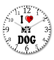 I Love My Dog Duvar Saati Bombeli Gercek Cam