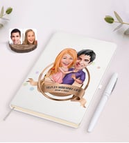 BK Gift Kişiye Özel Yılın En Mükemmel Çifti Karikatürlü Beyaz Defter ve Kalem Hediye Seti-3