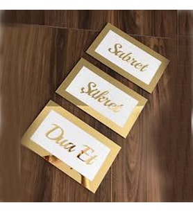 Sabret,Şükret,Dua Et Temalı Pleksi Gold Renkli Duvar süsü HD56
