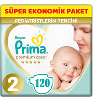 Prima Premium Care Bebek Bezi Beden:2 (4-8Kg) Mini 120 Adet Süper Ekonomik Pk