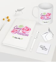 BK Gift Kişiye Özel Canım Annem Beyaz Defter Kalem Kupa Ayna Seti - 15 (Model 1)