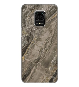 Gri Mermer Tasarımlı Süper Şeffaf Silikon Telefon Kılıfı Xiomai Redmi Note 9 Pro