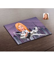 BK Gift Kişiye Özel Kadın Kaptan Pilot Karikatürlü Ahşap Puzzle-1