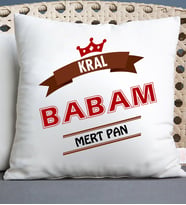 Babalar Günü Hediyesi Kral Babam Yastığı (Beyaz)