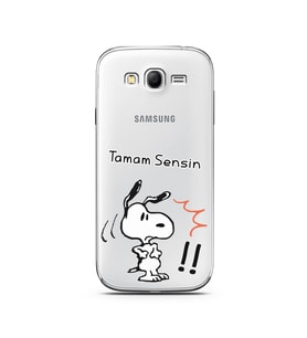 Snoopy Tasarımlı Süper Şeffaf Silikon Telefon Kılıfı Samsung Grand Neo