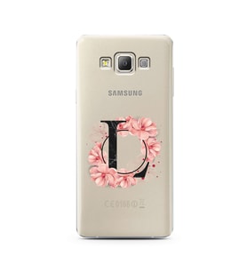 Pembe Çiçekli Harf Tasarım Süper Şeffaf Silikon Telefon Kılıfı Samsung A7 (2015)