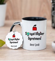 Sosyal Bilgiler Öğretmeni Siyah Kupa Bardak Ve Anahtarlık Set