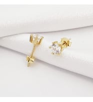 ÇELİK ALTIN KAPLAMA GOLD RENK ZİRKON TAŞLI TOP KÜPE