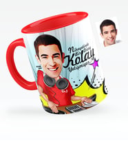 BK Gift Kişiye Özel Bay Dj Karikatürlü Kırmızı Kupa Bardak  1