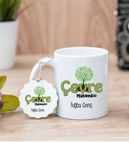 Çevre Mühendisi Beyaz Kupa Bardak Ve Anahtarlık Set