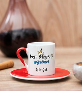 Fen Bilimleri Öğretmeni Kırmızı Türk Kahvesi Fincanı