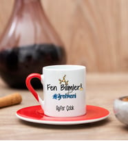 Fen Bilimleri Öğretmeni Kırmızı Türk Kahvesi Fincanı