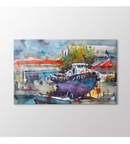Arty Tablo Suluboya Balıkçı Teknesi Tablo (Karışık)
