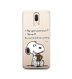 Snoopy Tasarımlı Süper Şeffaf Silikon Telefon Kılıfı Huawei Mate 10 Lite 