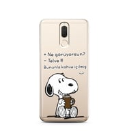 Snoopy Tasarımlı Süper Şeffaf Silikon Telefon Kılıfı Huawei Mate 10 Lite 