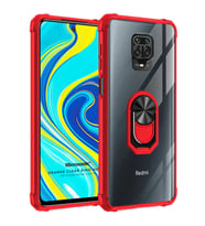 Microsonic Xiaomi Redmi Note 9S Kılıf Grande Clear Ring Holder Kırmızı