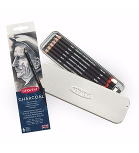 Derwent Charcoal Pencils Füzen Kalem 6lı Set Metal Kutu