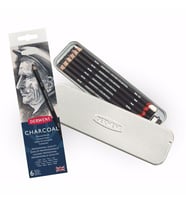 Derwent Charcoal Pencils Füzen Kalem 6lı Set Metal Kutu