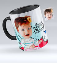 BK Gift Kişiye Özel Bebek Karikatürlü Siyah Kupa Bardak  3