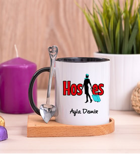 Hostes Ahşap Altlıklı Siyah Kupa Bardak