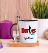 Hostes Ahşap Altlıklı Siyah Kupa Bardak