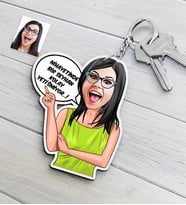 BK Gift Kişiye Özel Bayan Kolay Yetişmiyor Karikatürlü Ahşap Anahtarlık-5 (Beyaz)
