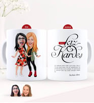 BK Gift Kişiye Özel Karikatürlü Kız Kardeş Beyaz Kupa Bardak-1