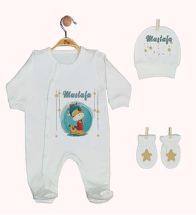 Pia Baby Gl 1934-01 İsme Özel Üçlü Tulum Set