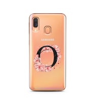Pembe Çiçekli Harf Tasarım Süper Şeffaf Silikon Telefon Kılıfı Samsung A40 O-Har