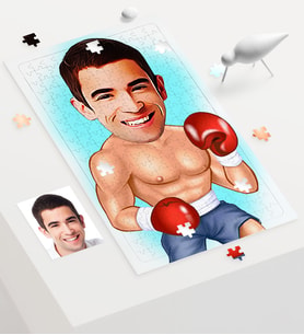 BK Gift Kişiye Özel Boksör Karikatür 240 Parça A3 Puzzle  1