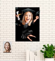 Kişiye Özel Kadın Mezun Temalı Karikatür Ahşap Tablo