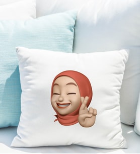 Emoji Kız Tesettürlü Stiker Yastığı