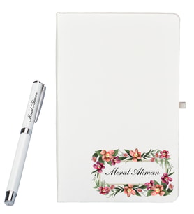 Kişiye Özel Hazırlanmış Hediye Defter ve Roller Kalem Seti
