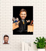 Kişiye Özel Hediye Avukat Karikatürlü Uv Baskılı Ahşap Tablo