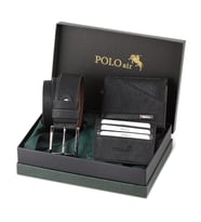 Polo Air Erkek Hediye Seti Kemer Cüzdan Kartlık Erkek Set Kombin Orjinal Kutusunda M-15 (Siyah)