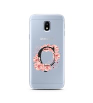 Pembe Çiçekli Harf Tasarım Süper Şeffaf Silikon Telefon Kılıfı Samsung J3 Pro Ç-